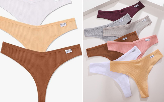 FINETOO 7 Pack Womens Thongs Underwear