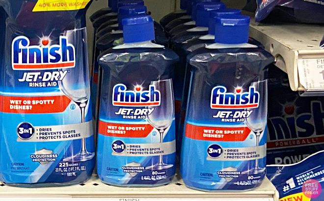 Finish Jet Dry Rinse Aid on a Shelf
