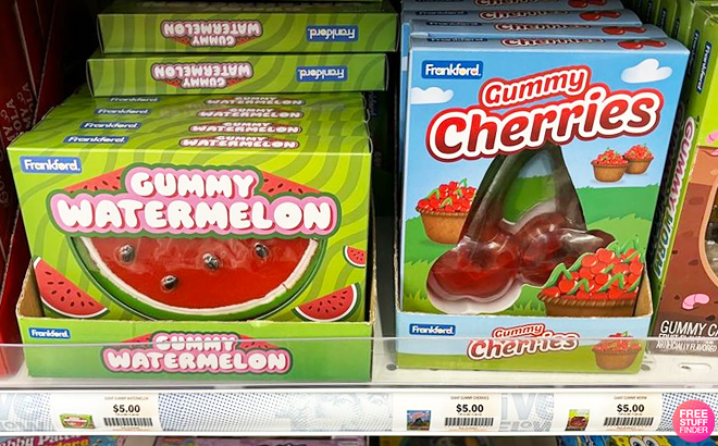 Frankford Gummy Watermelon and Gummy Cherries on a Shelf at Five Below