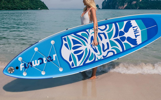 FunWater Inflatable Ultra Light Paddle Board in Blue and White