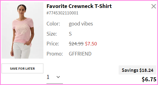 GAP Factory Favorite Crewneck T Shirt Checkout