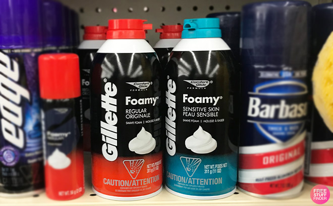 Gillette Foamy Sensitive Shave Foam on Shelf