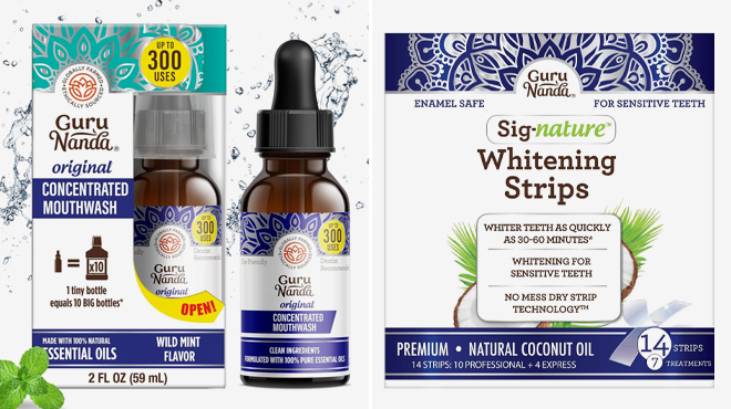 GuruNanda Concentrated Mouthwash and GuruNanda Teeth Whitening Strips
