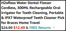 H2ofloss Cordless Water Dental Flosser Order Summary