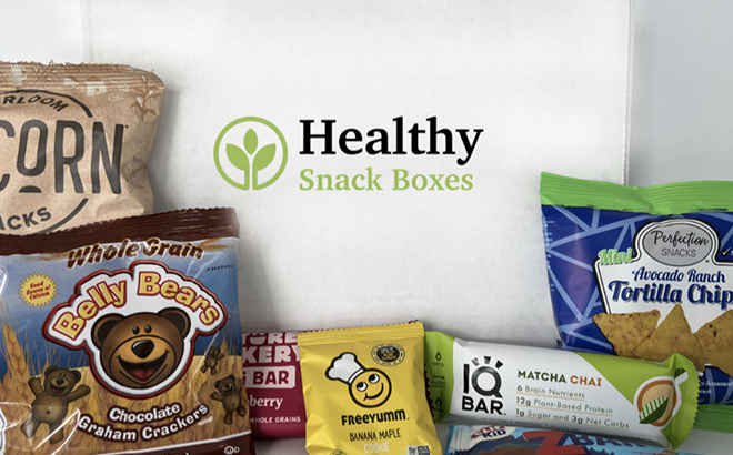 Healthy Snack Box with Snacks Around it