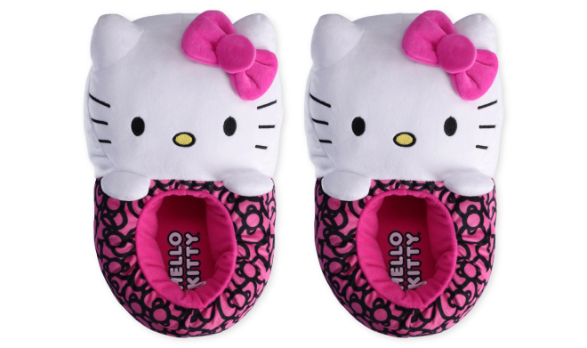 Hello Kitty Womens 3D Character Plush Velour Slippers