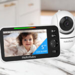 HelloBaby 5 Inch Screen Video Baby Monitor on a Counter