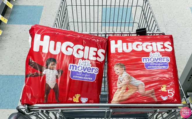 Huggies Little Movers Diapers on Shopping Cart