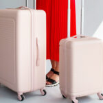 Jetstream 5 Piece Hardside Rolling Spinner Upright Luggage Set in Blush Color