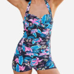 Kate Kasin Womens One Piece Swimsuits in Black Rose Floral