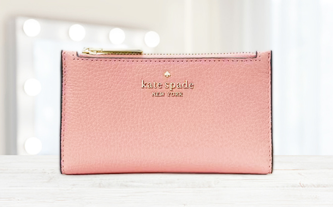 Kate Spade Leila Small Slim Bifold Wallet in Peachy Rose