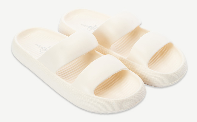 Ladies Double Band Puffy Slide Sandals