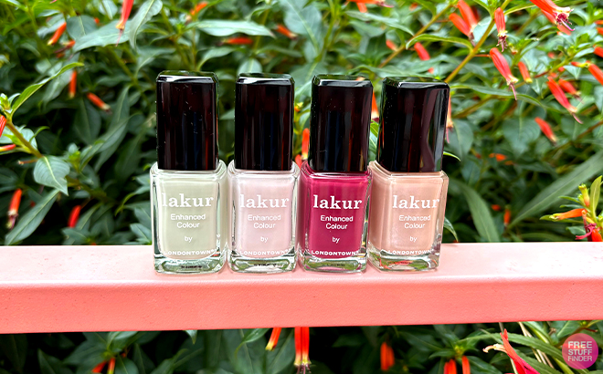 Londontown 4 Piece Spring Fling Nail Lakur Collection on a Fence