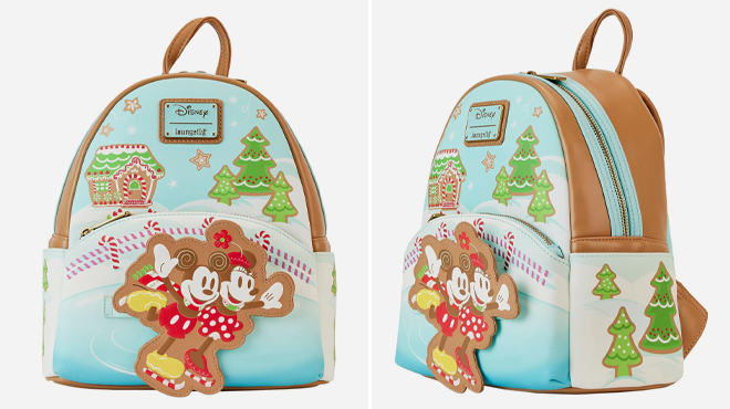 Loungefly Disney Mickey and Minnie Ice Skating Holiday Mini Backpack