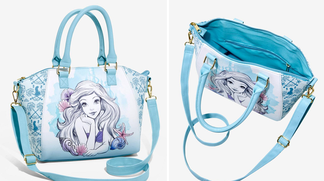 Loungefly Disney The Little Mermaid Blue Watercolor Satchel Bag Loungefly Disney The Little Mermaid Blue Watercolor Satchel Bag