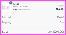 M 61 PowerGlow Peel Checkout Screen