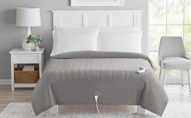 Mainstays Soft Fleece Electric Heated Blanket Gray