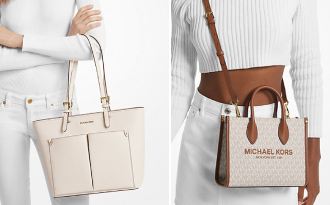 Michael Kors Jet Set Medium Pocket Tote Bag and Mirella Small Logo Crossbody Bag Michael Kors Jet Set Medium Pocket Tote Bag and Mirella Small Logo Crossbody Bag
