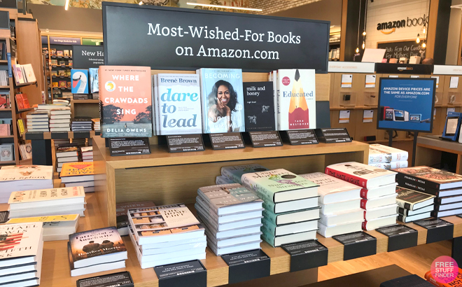 Most Wished Books on Amazon on a Table