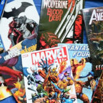 Multiple Comic Books on a Blue Background