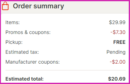 ORder Summary for Huggies Diapers at Walgreens