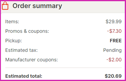 ORder Summary for Huggies Diapers at Walgreens