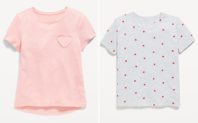 Old Navy Girls Softest Heart Pocket T Shirts