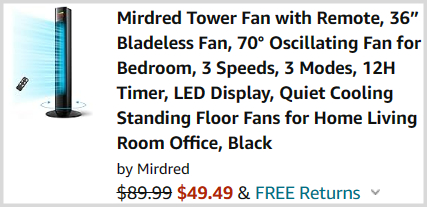 Oscillating Tower Fan Checkout