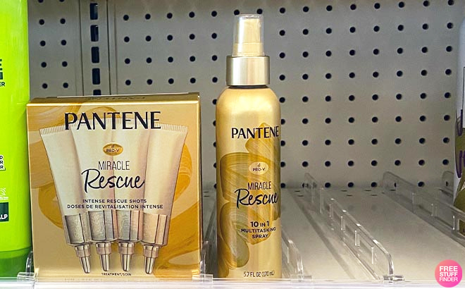 Pantene Miracle Rescue 10 in 1 Multitasking Spray on a Shelf