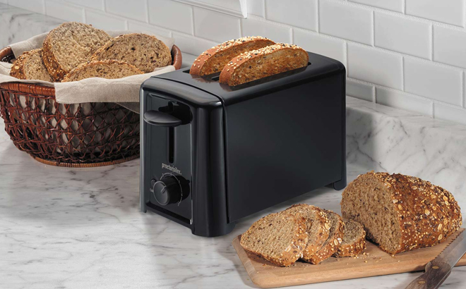 Proctor Silex 2 Slice Toaster on a Marble Kitchen Countertop