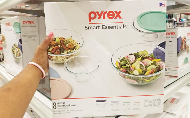 Pyrex Smart Essentials 8 Piece Glass Food Storage Bowl Set Pyrex Smart Essentials 8 Piece Glass Food Storage Bowl Set