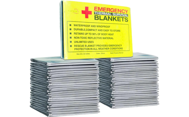 Raywer Emergency Thermal Survival Blankets 4 Pack