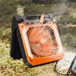 Rechargeable Solar Powered Portable Fan in Orange