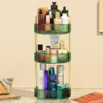 Rotating Makeup Organizer Filled with a Variety of Makeup