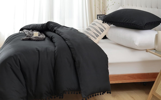 Smoofy Queen Black Comforter Set Smoofy Queen Black Comforter Set