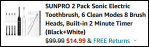 Sonic Electric Toothbrush Order Summary