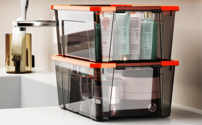 Stacked 5 Quart Small Storage Container Bins