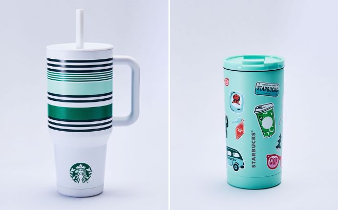 Starbucks 40 oz Road Trip Tumbler and Stainless Steel 16 oz Sticker Tumbler