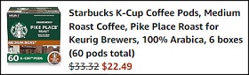 Starbucks K Cup 60 Count Coffee Pods Checkout