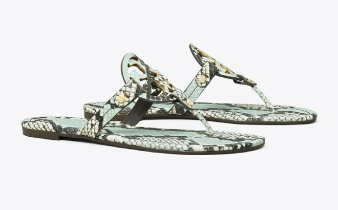 Tory Burch Miller Snake Embossed Leather Sandals