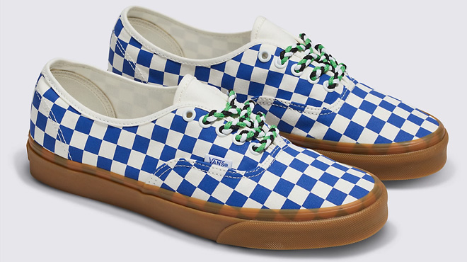 VANS Authentic Checkerboard Shoes on Gray Background VANS Authentic Checkerboard Shoes on Gray Background