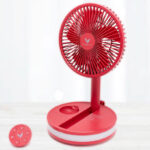 Venty Rechargeable Portable Telescopic Fan with Remote Control in Red Color