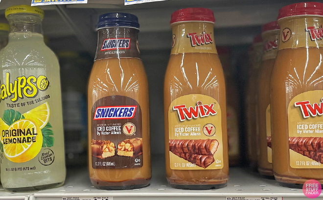 Victor Allen Iced Coffee in Twix and Snickers Flavor on a Shelf