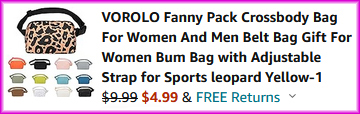 Vorolo Fanny Pack Crossbody Bag Checkout Screen