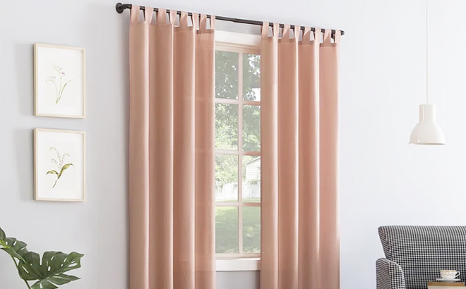Wayfair Basics Brekke Semi Sheer Tab Top Curtain Panel in Rosewater Pink