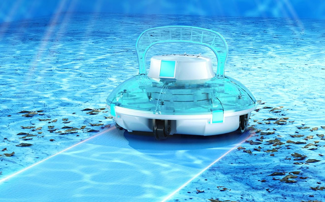 Wybot Cordless Robotic Pool Vacuum in the Pool Wybot Cordless Robotic Pool Vacuum in the Pool