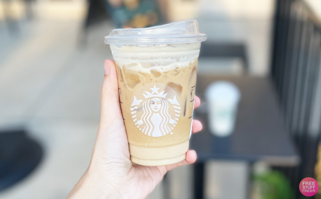 a Hand Holding Starbucks Drink