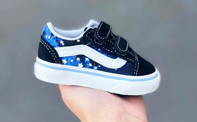 a Person Holding VANS Toddler Old Skool V Glow Shoes a Person Holding VANS Toddler Old Skool V Glow Shoes
