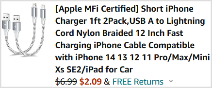 iPhone Charger Cable 2 Pack Checkout