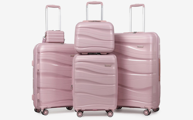 5 Piece Luggage Set in Pink Color 5 Piece Luggage Set in Pink Color 1